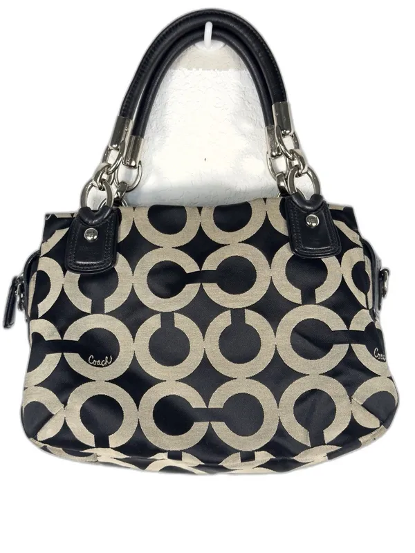 Coach Kristin 16779 Op Art Signature Y2K Satchel Black Khaki Leather Bag - Image 3