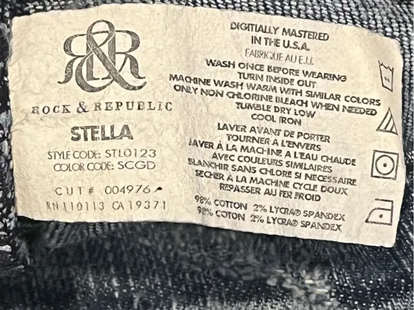 Rock & Republic Distressed Jeans Size 29 Dark Wash Low Rise Stretch Y2K Style - Image 7