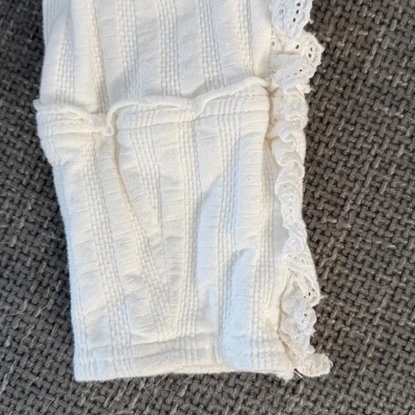 White Ruffled Women's knit top by Free People “More Romance” white medium - Image 5