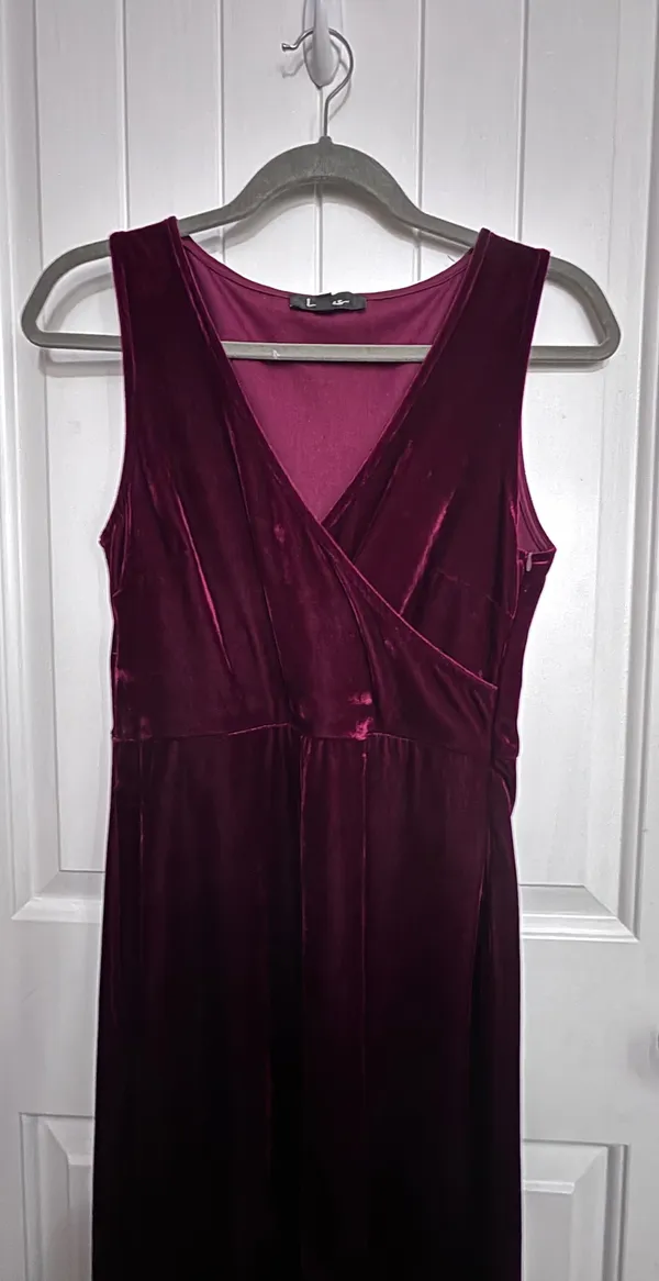 Lulus Red Purple Velvet Gown Formal Prom - Image 4