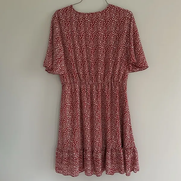 KIRUNDO Womens Summer Dresses Casual Short Sleeve V Neck Ruffle Floral Print XL - Image 7