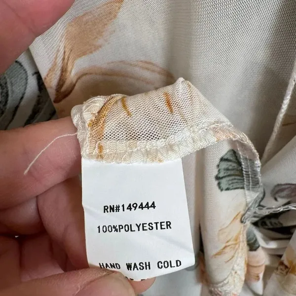 SirenLily White Green Tropical Magnolia Print Mesh Duster Medium - Image 6