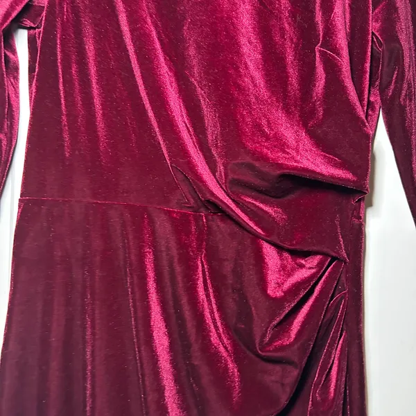 Eliza J Womens Burgundy Velvet Side Drape 3/4 Sleeve Sheath Dress Size 8 Holiday - Image 2