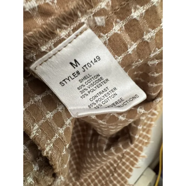 Oli & Hali Brown Check Oversized Frayed Mix Media Tunic Shirt Medium - Image 8