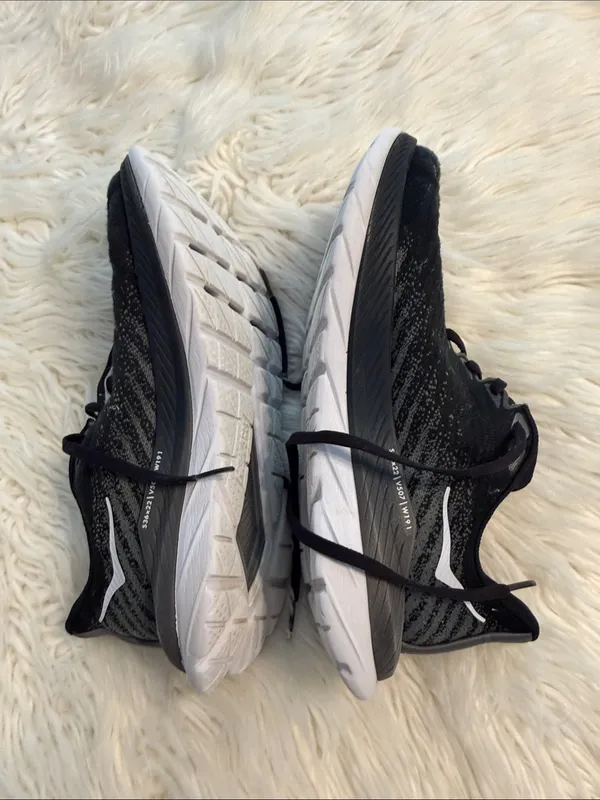 Hoka Black and White Athletic Running Shoes size 8B good condition - Image 7