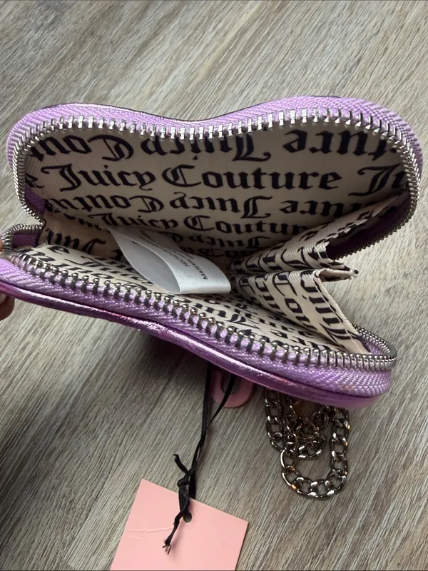 Juicy Couture Y2K Violet Heart Zip Around Coin Purse/Wallet/Wristlet - Image 9
