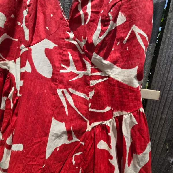 Red and white Print Cotton Strappy Dress Fit And Flare M - Image 5