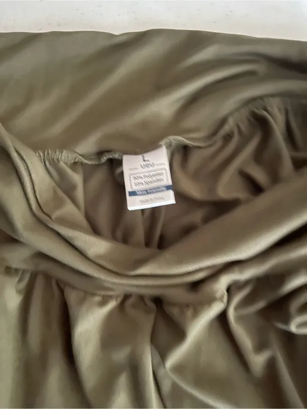 Source Unknown Olive Green Draped Jogger Pants - Image 3