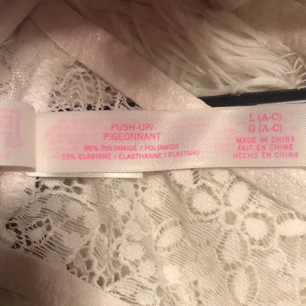 PINK Victoria's Secret Push-Up Pigeonnant Bra White Large - Image 11