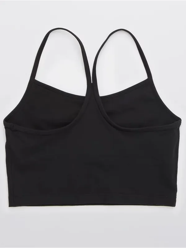 Aerie OFFLINE The Hugger Longline Racerback Sports Bra Black Small - Image 5