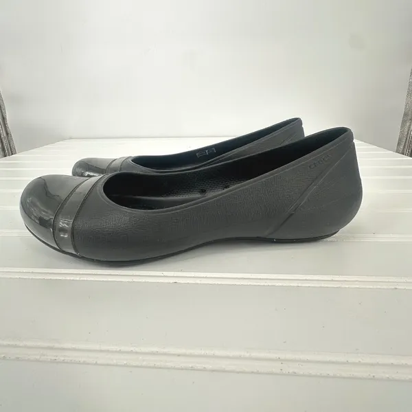 Crocs Size 10 Black‎ Gianna Alice Cap Toe Ballet Slip On Comfort Shoes Flats - Image 3