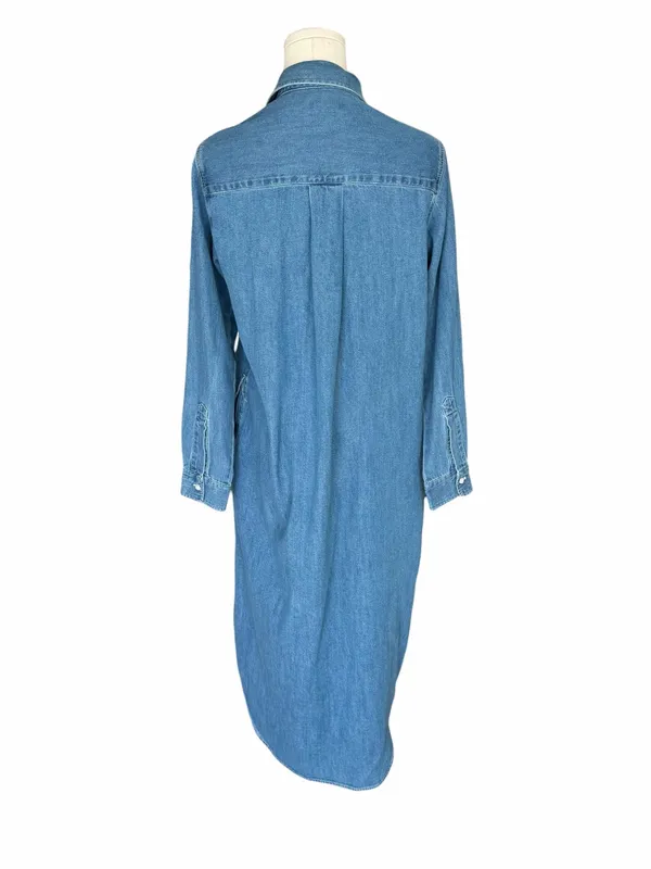 Quince - Distressed Denim Oversized Maxi Shirt Dress Button Front Sz XS - Image 5