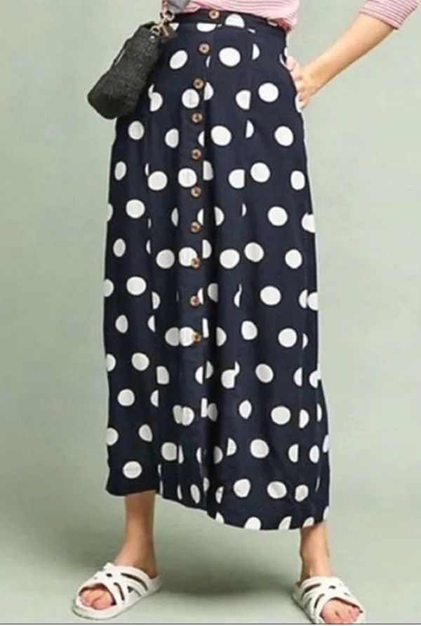 Anthropologie Maeve Claudette polka dot maxi skirt Navy and white dots - Image 4