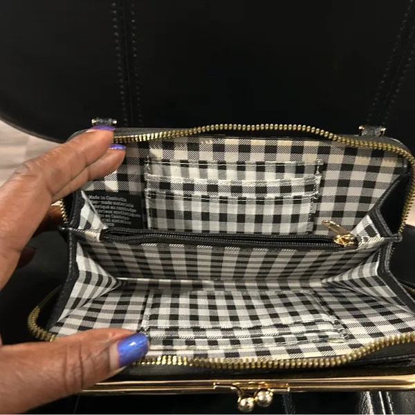 Nanette Lepore Black Textured Wallet with Gold Trim crossbody. NWOT - Image 4