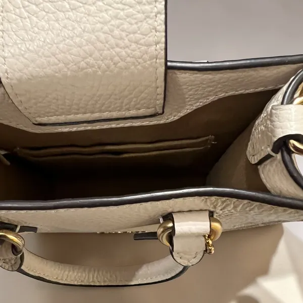 Coach North South Mini Tote Women Small White Excellent Pebbled Leather‎ Bag - Image 9
