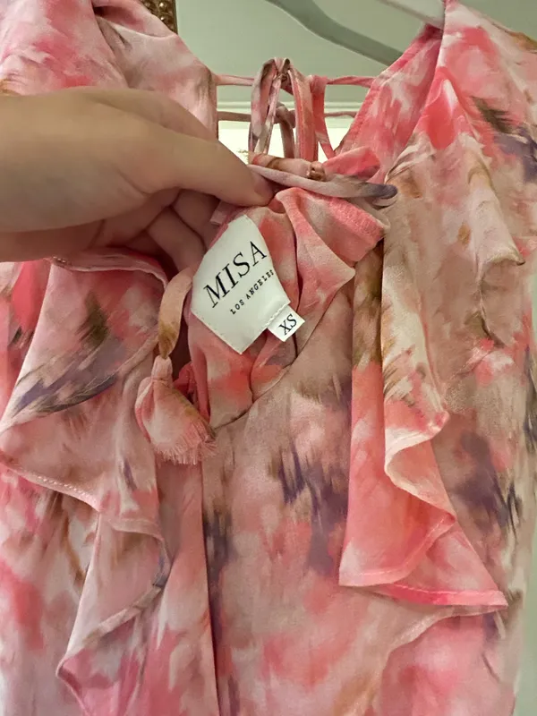 Pink Floral MISA Los Angeles Dress Midi - Image 3