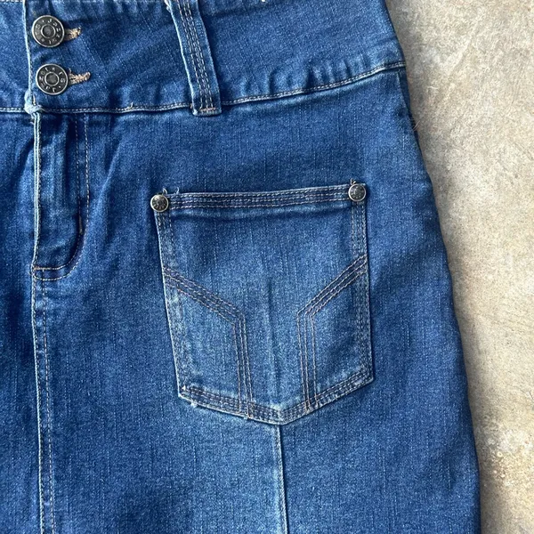 90s micro‎ mini denim skirt with pockets size 11/12 - Image 3