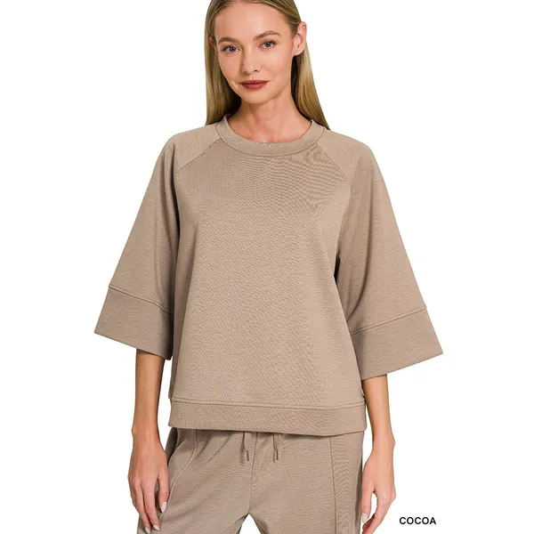 Zenana‎ Scuba 3/4 Sleeve Pullover & Pants Set - Large - Image 6