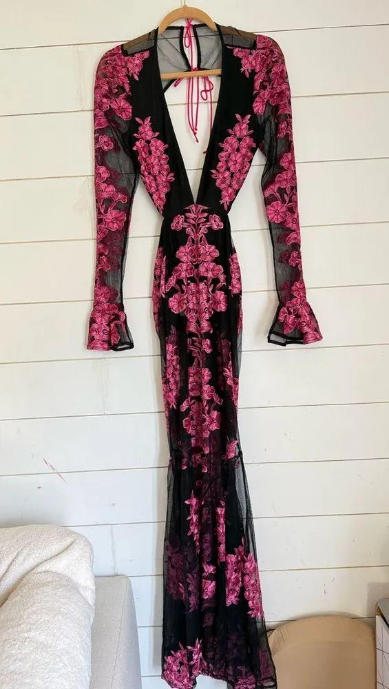 For Love and Lemons Temecula Cut Out Embroidered Lace Maxi Dress - Image 4