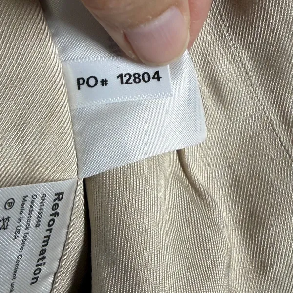 Reformation XS Tan Pinstripe Cropped‎ Blazer Single Button Deadstock Viscose - Image 8