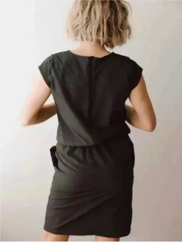 Albion Fit Going Places Dress Pockets Stretch Travel Short Sleeve Black - Image 3