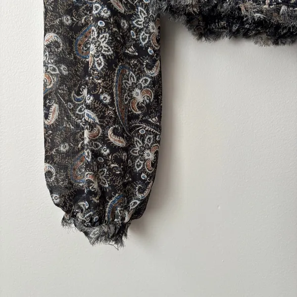 Free People Lolita Smocked Paisley Print Top Sz L - Image 7