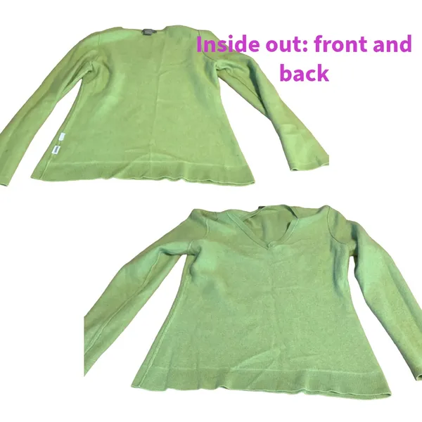 Ann Taylor Green Pure Cashmere Knit Pull Over V-Neck Sweater (L) - Image 8