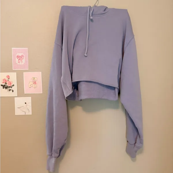 TNA Aritzia Lavender Cropped AiryAF Fleece Hoodie 1 XL - Image 2
