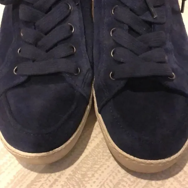 Sam Edelman Navy Blue Suede High Top Sneakers Side Zipper Size 8.5 - Image 2