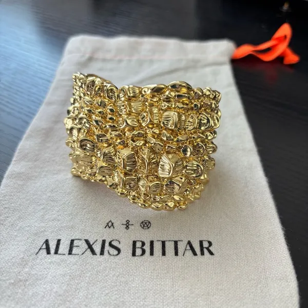 NWOT Alexis Bittar Shiny Gold Sculpted Statement Cuff Bracelet - Image 7
