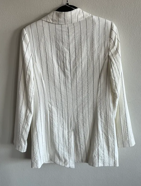 White Pinstripe Blazer - Image 3
