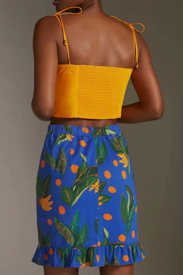 Farm Rio Tropical Print Ruched Ruffled Mini Skirt, Size XS - Image 5