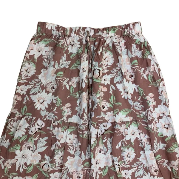 Luna Skies Floral‎ Tiered Midi Skirt Boho Cottagecore Flowy Pink XL - Image 2