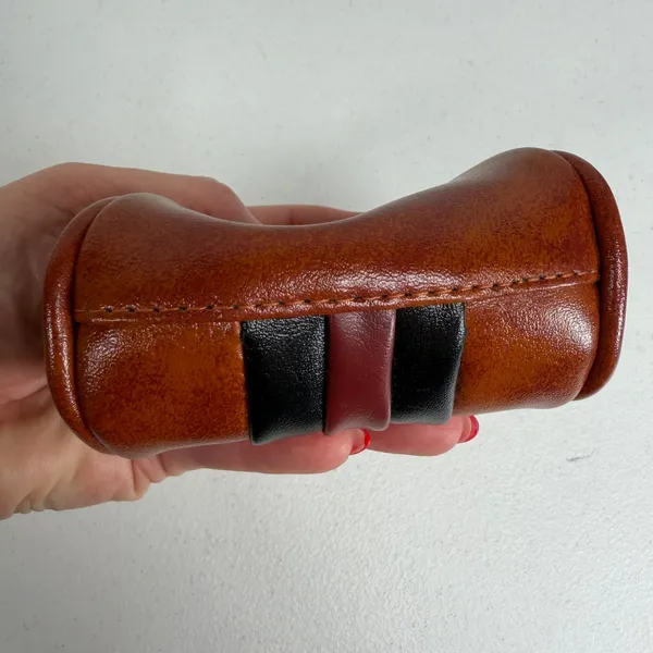 Vintage 70s Coin Purse Kiss Lock Coin Purse Pouch Striped Faux Leather Retro - Image 5