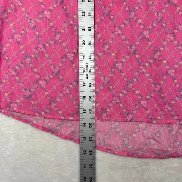 LoveShackFancy Pink Floral Cotton Tie Neck Tassel Peasant Blouse Small - Image 5