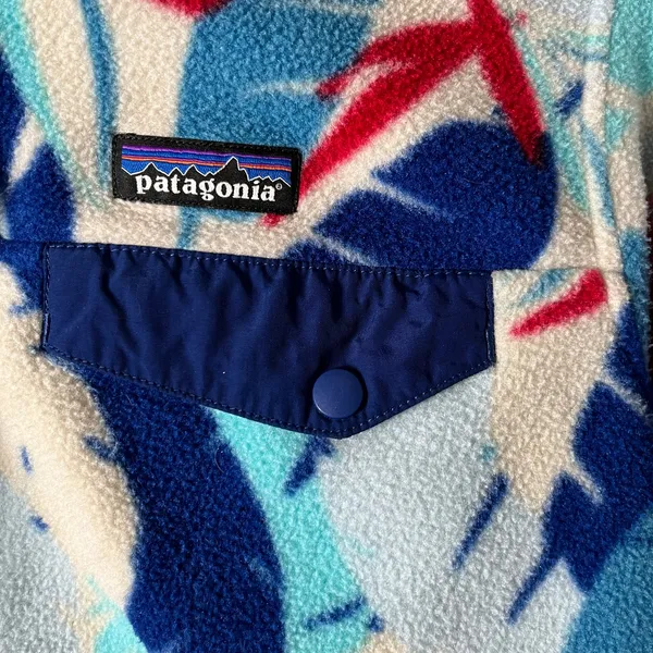 Patagonia Synchilla Snap T Feather Dance Red Blue White Fleece‎ Pullover XS - Image 3