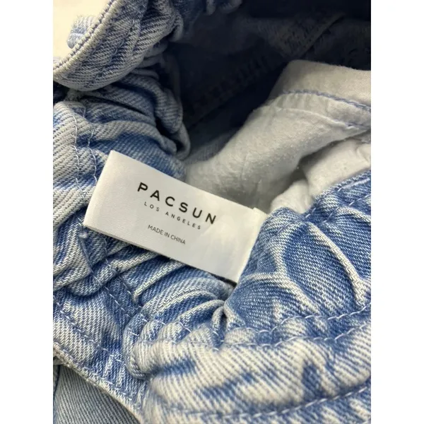 PacSun Womens Mom Jeans Light Wash High‎ Rise Elastic Waist Denim Size L - Image 4