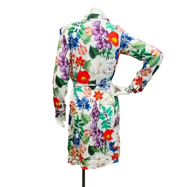 Zara White‎ Floral Women's Small Cottagecore Garden Dragonfly Print Shift Dress - Image 4