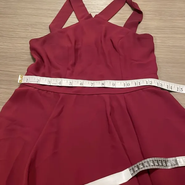 Lulu’s Forevermore‎ Burgundy Skater Strappy Mini Dress Size S - Image 12