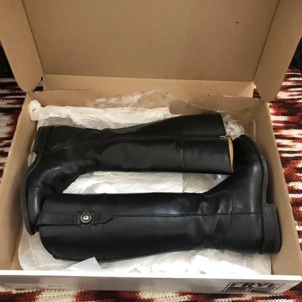FRYE Jayden Button Tall Knee High Black Leather Campus Equestrian Riding Boots Western Cowboy-Size 7 Comes with box - Image 2