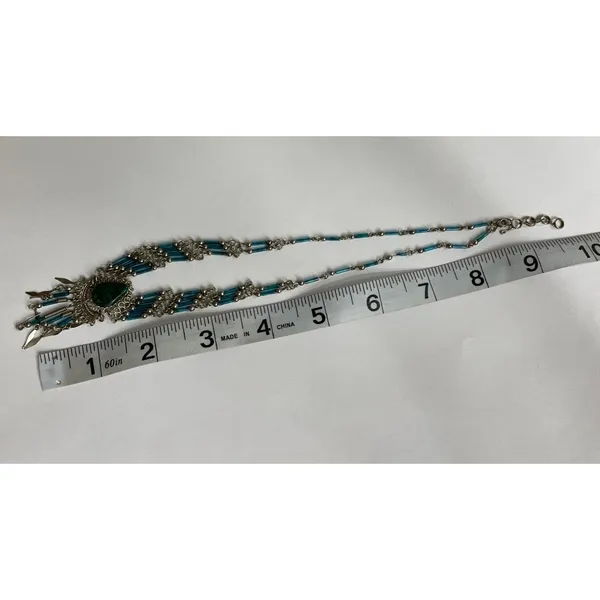 Source Unknown Handmade Glass Bead With Turquoise Collar Necklace Boho Teardrop - Image 3