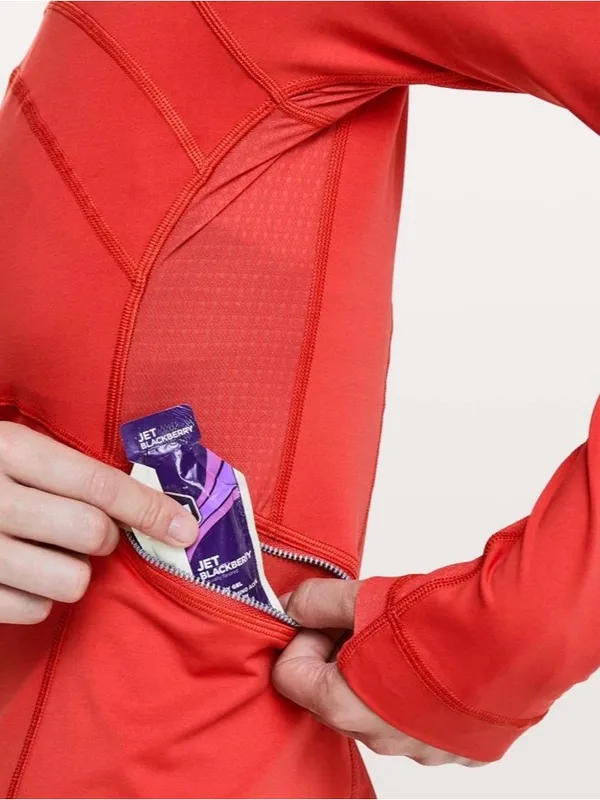 Lululemon Red‎ Half-Zip Athletic Pullover Jacket Women’s Front On the Pack Sz 10 - Image 3