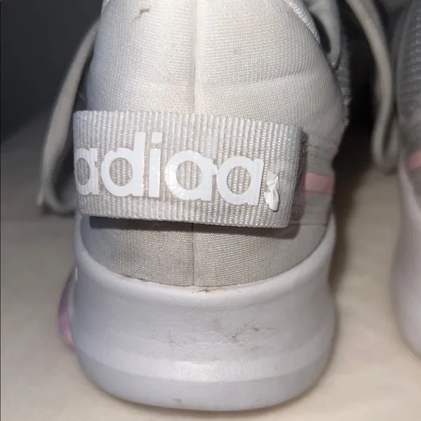 Adidas Cloudfoam Pure‎ Sneakers Women’s Size 4– Gray & White with Pink Accents - Image 8