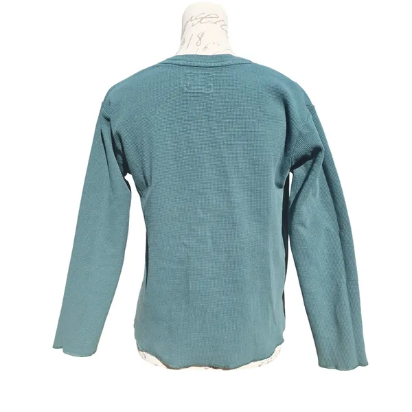 Pact Teal Waffle Knit‎ Long Sleeve Shirt Crew Neck Organic Cotton Size Small - Image 2