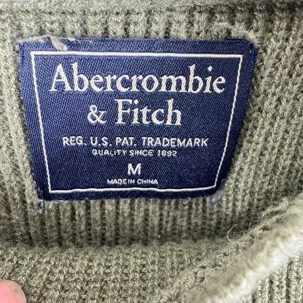 Abercrombie Fitch Women Green Ribbed Knit Button Detail Long Sleeve Sweater‎ M - Image 5