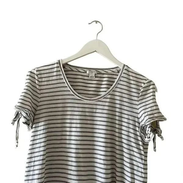 J Crew Black White Stripes Cold Shoulder Round Neck Short Sleeves Tshirt S #1707 - Image 3