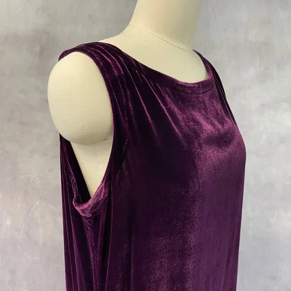 Eileen Fisher Womens Velvet Maxi Dress Size 2 Purple Silk Blend‎ Goth Grunge - Image 5
