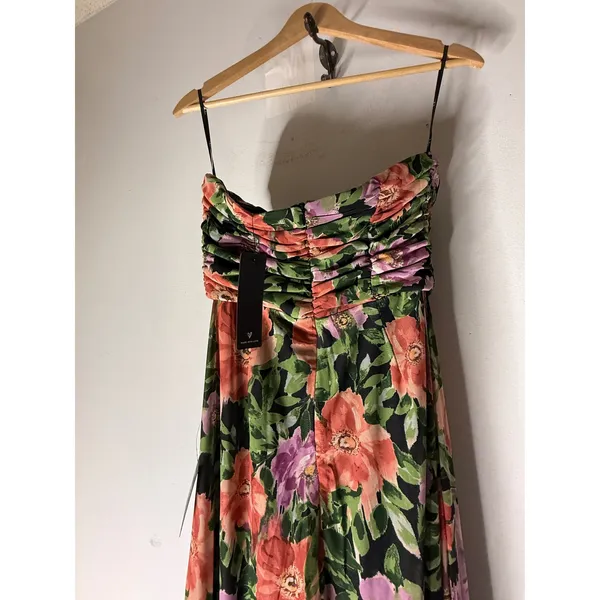 Lulus Layka Black Multi Floral Mesh‎ Wide-Leg Jumpsuit M NwT - Image 7