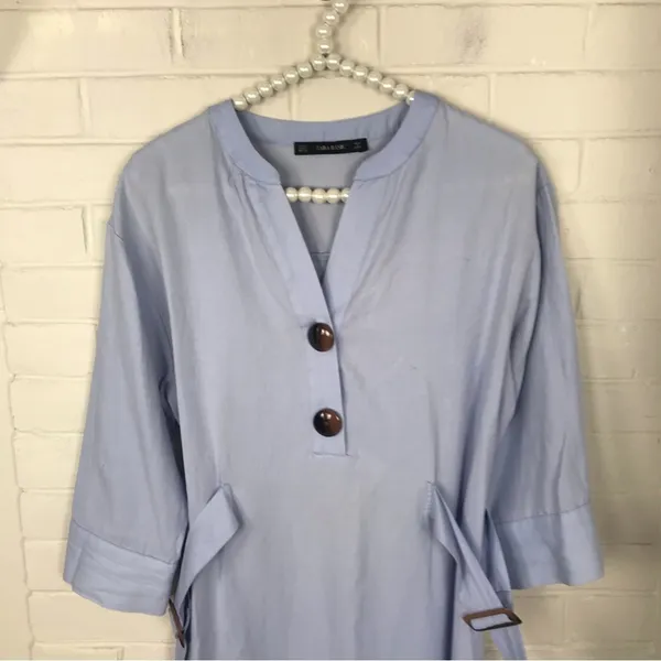Zara Basic Light Blue Casual Style Shirtdress Size S - Image 3