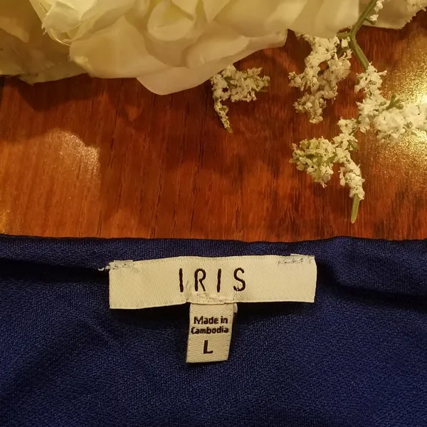 Iris Fitted Blue Spegetti Strap Dress Size Large - Image 4